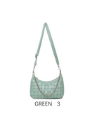 Borsa a spalla intrecciata con catena, tracolla regolabile Green