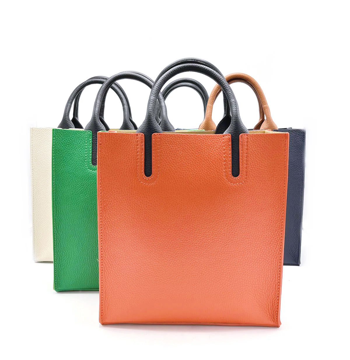 Borsa tote, borsa retrò, borsa monospalla in vera pelle, ventiquattrore verticale per pendolari（Juice）