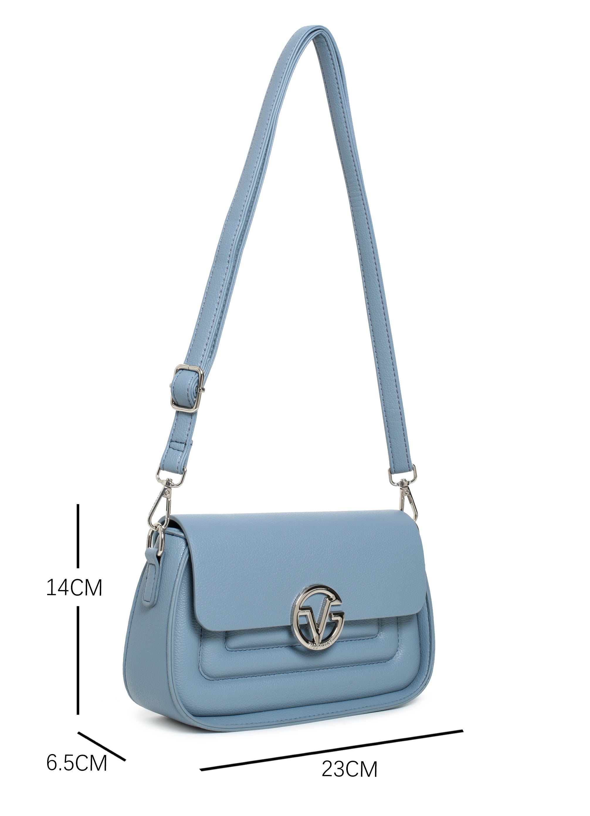 Elegant Small Shoulder Bag with Adjustable Strap & Metal Logo
