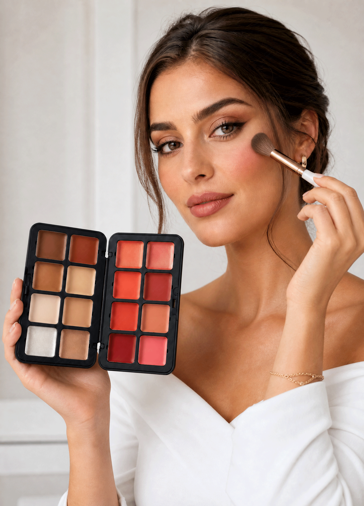 Blush & pó iluminador & contorno compacto 3 in 1