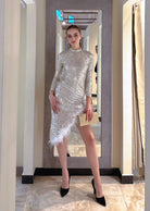 Abito da ballo con paillettes con spacchi a coscia con schiena scoperta