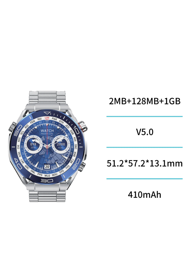 Smart Watch Ultimate Extraordinary Master Doppio Cinturino (Metallo + Silicone) CE