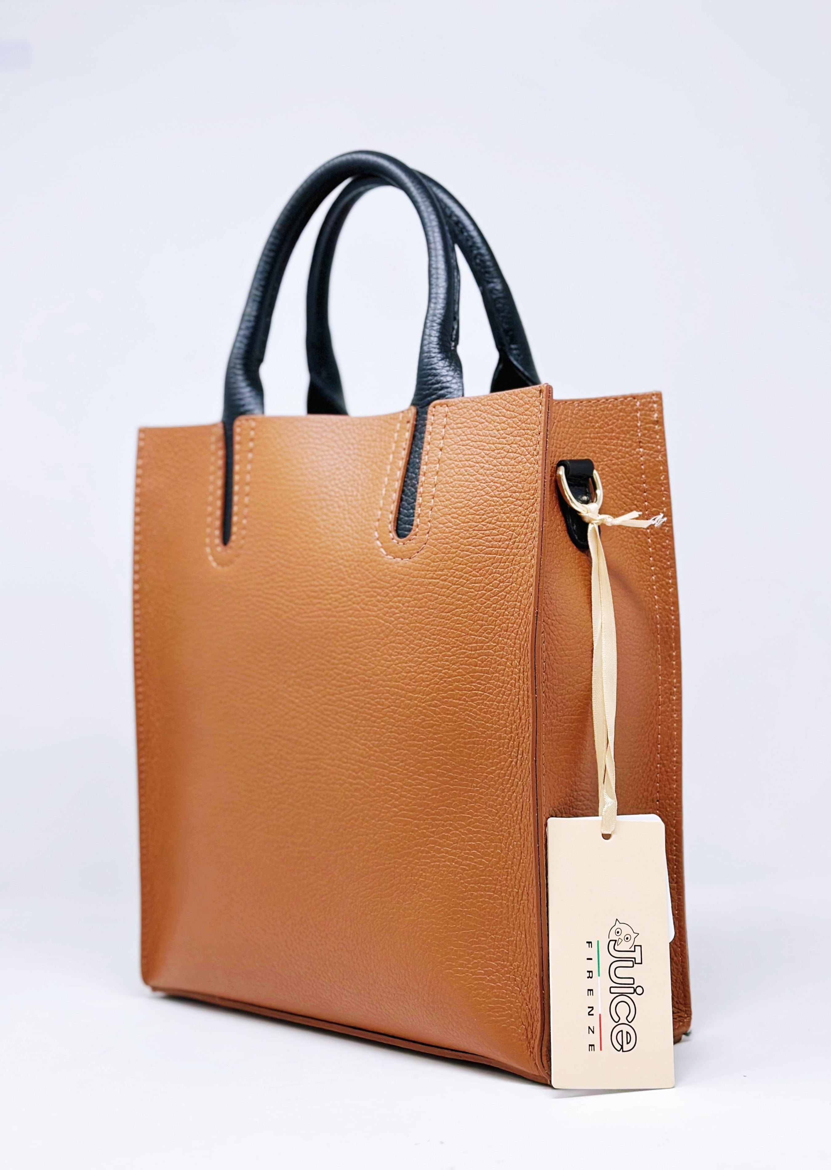 Borsa tote, borsa retrò, borsa monospalla in vera pelle, ventiquattrore verticale per pendolari（Juice）