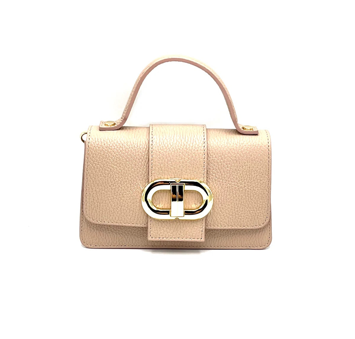 Genuine leather shoulder bag, MINI size, made in Italy, art. 112413 Old Pink