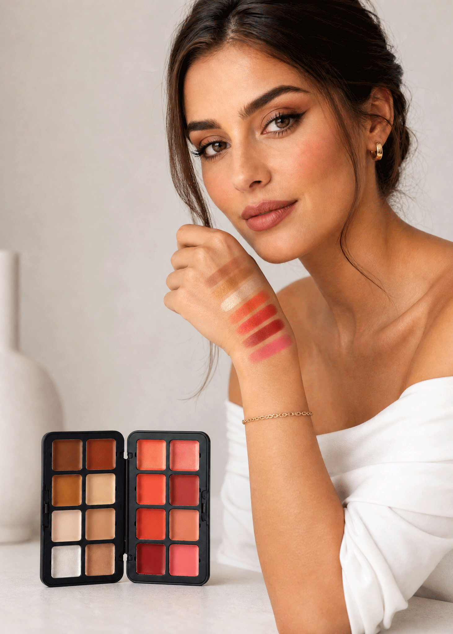 Blush & pó iluminador & contorno compacto 3 in 1