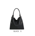 Borsa a secchiello elegante con manico intrecciato e tracolla regolabile Nero