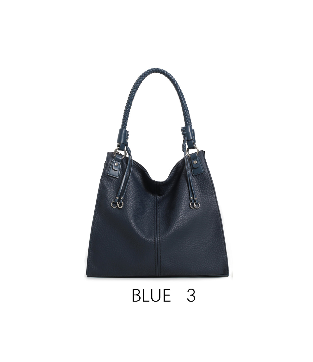 Borsa a secchiello elegante con manico intrecciato e tracolla regolabile Blue