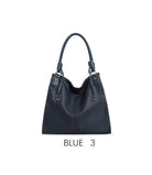 Borsa a secchiello elegante con manico intrecciato e tracolla regolabile Blue