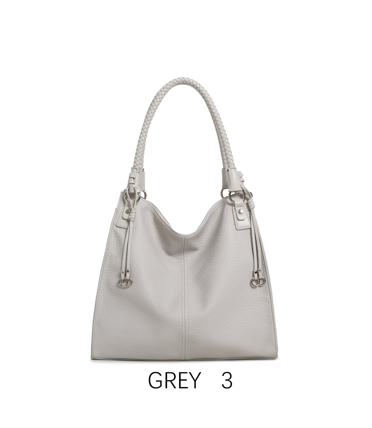 Borsa a secchiello elegante con manico intrecciato e tracolla regolabile Grigio