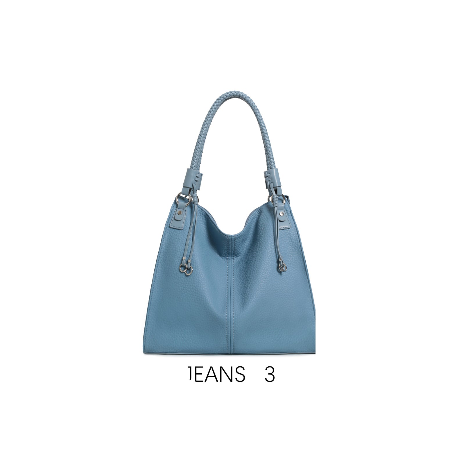 Borsa a secchiello elegante con manico intrecciato e tracolla regolabile Jeans