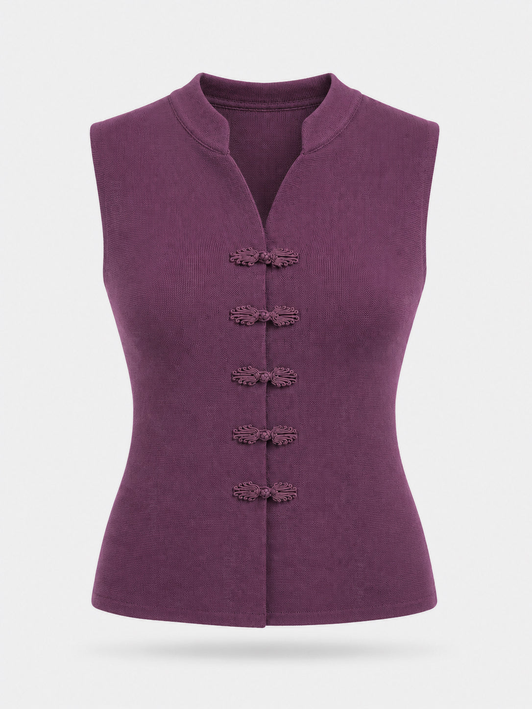 Gilet in Maglia Donna con Bottoni Decorativi – Smanicato Elegante Bordeaux Taglia unica-40-55kg