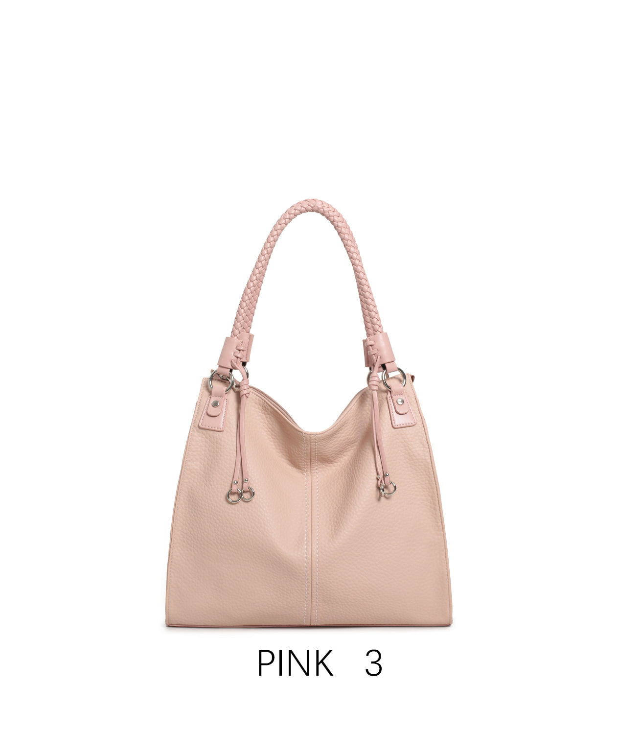 Borsa a secchiello elegante con manico intrecciato e tracolla regolabile Rosa
