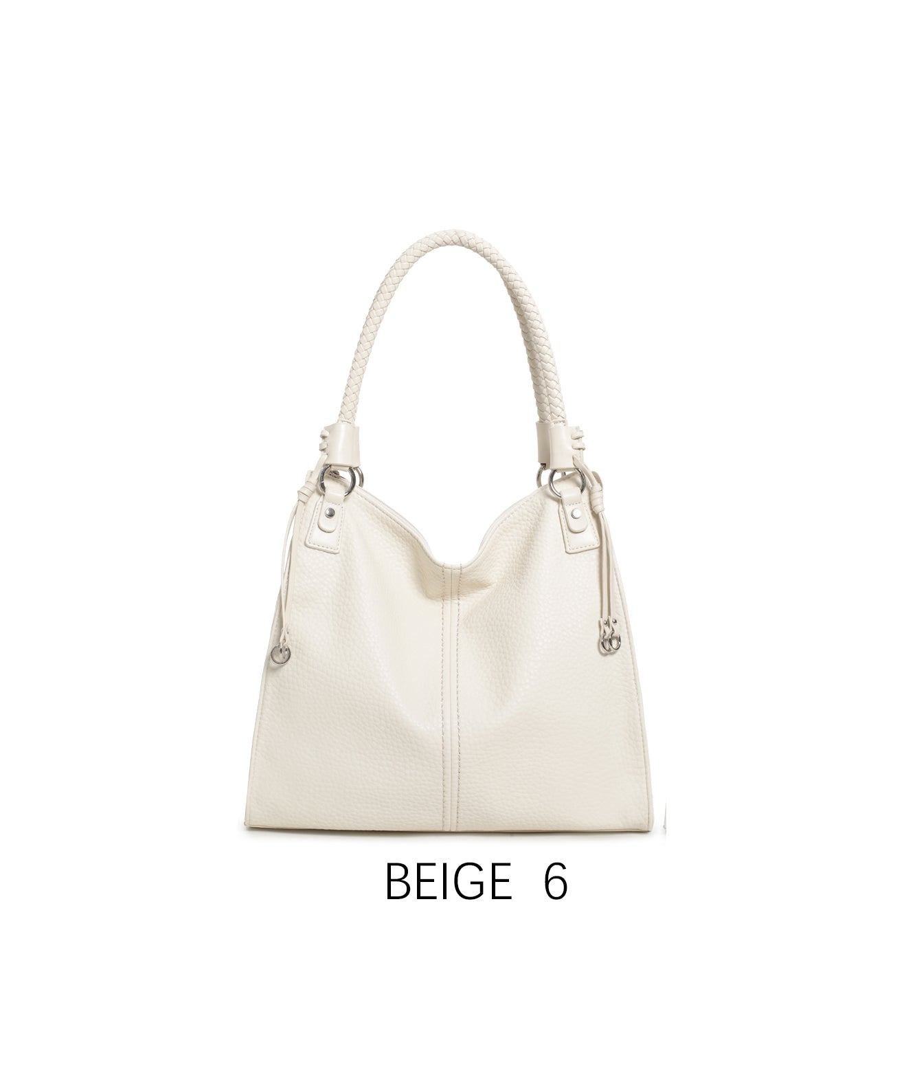 Borsa a secchiello elegante con manico intrecciato e tracolla regolabile Beige