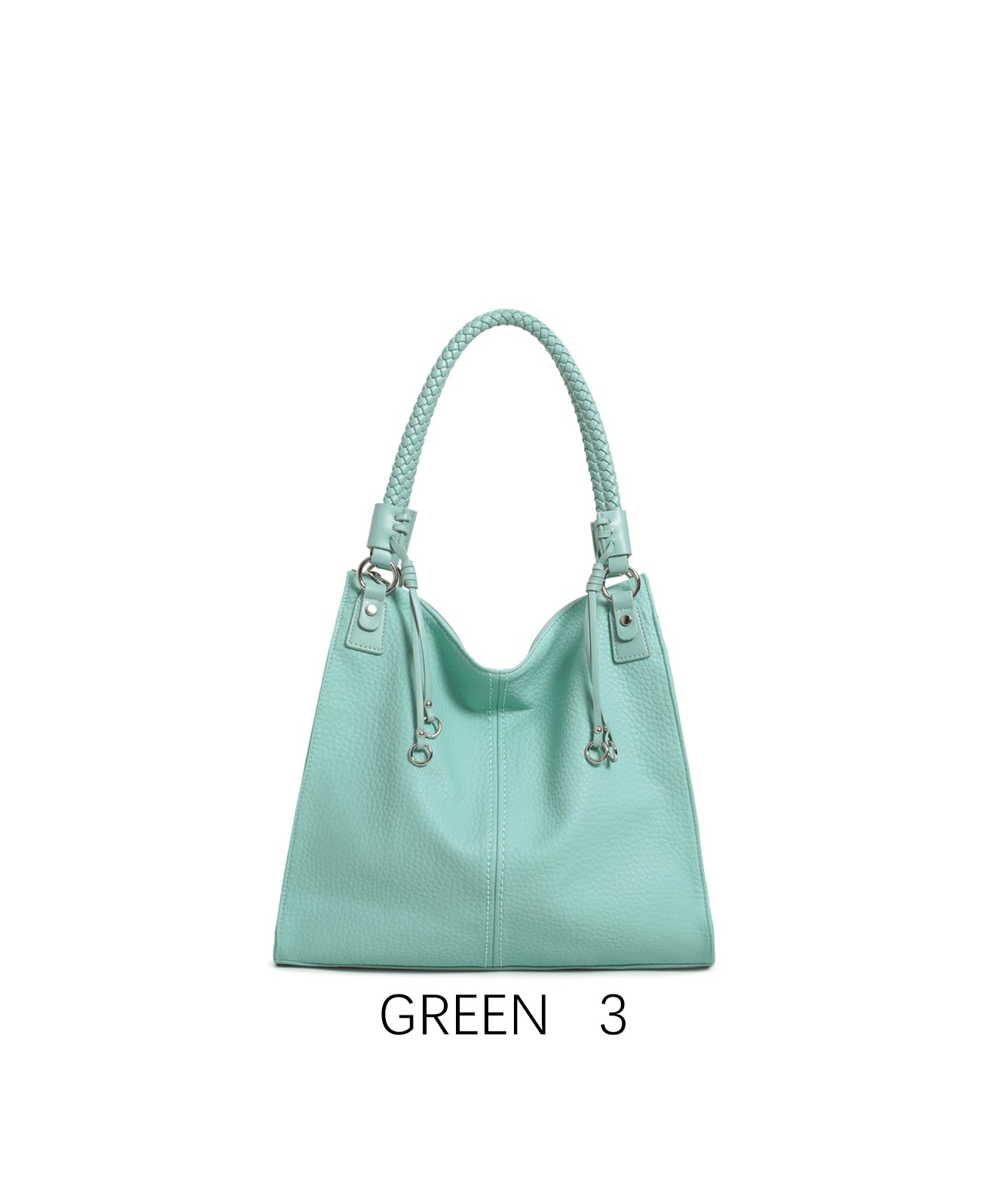 Borsa a secchiello elegante con manico intrecciato e tracolla regolabile Verde