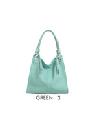 Borsa a secchiello elegante con manico intrecciato e tracolla regolabile Verde