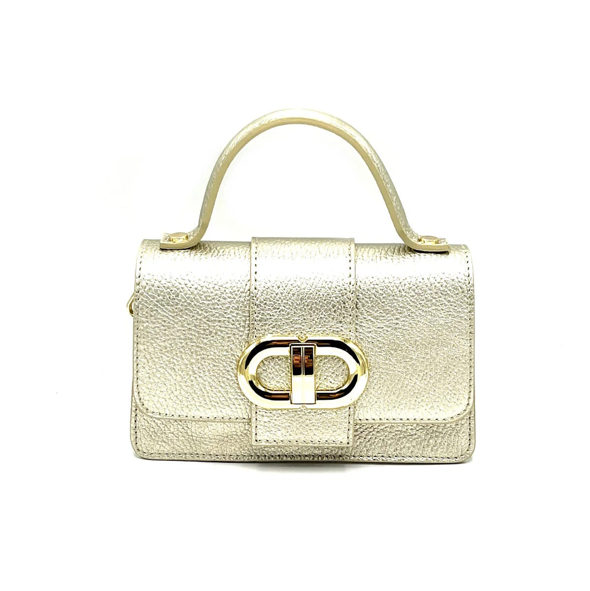 Genuine leather shoulder bag, MINI size, made in Italy, art. 112413 Gold