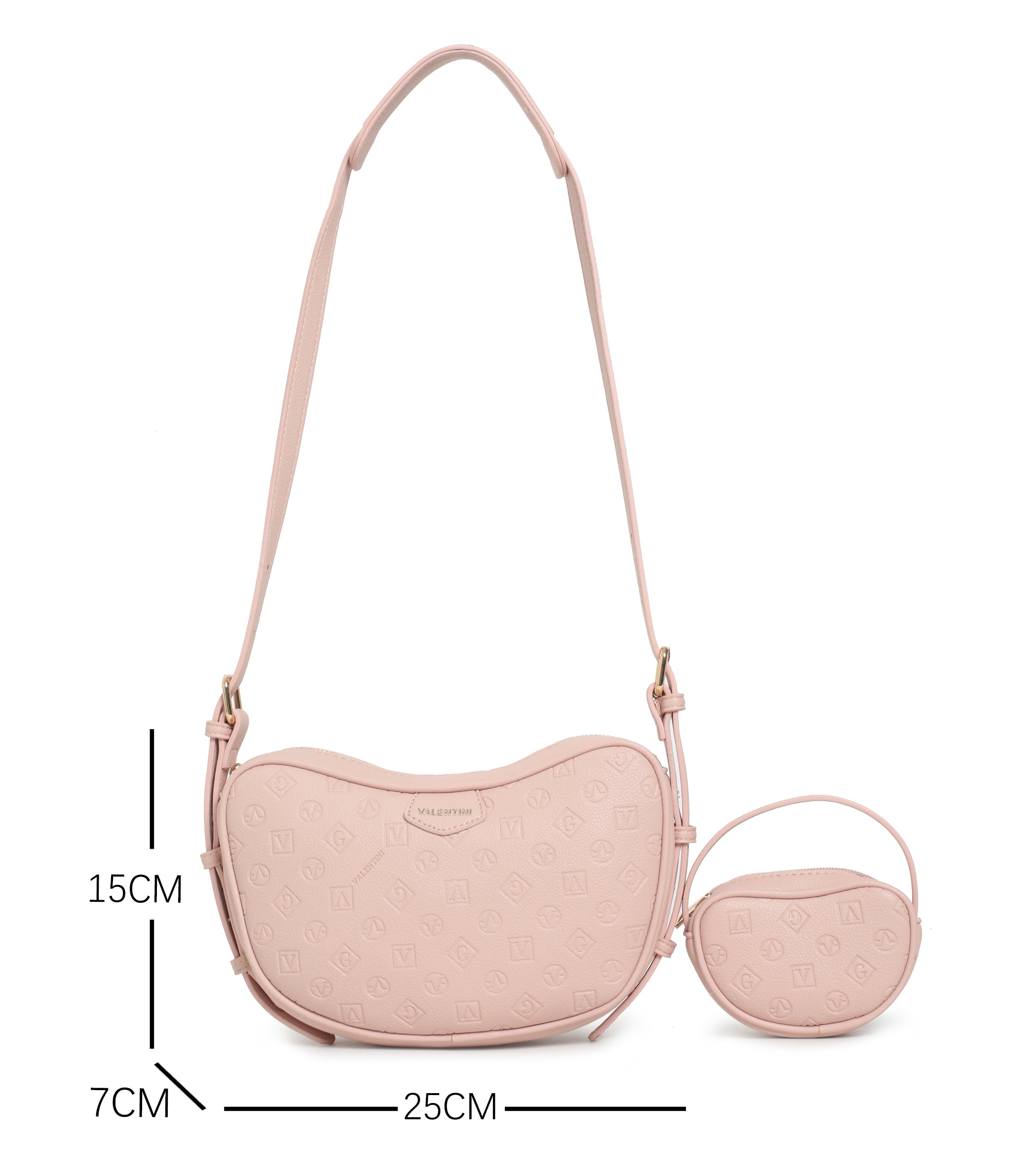 Borsa a spalla con design ondulato e mini portamonete con tracolla regolabile