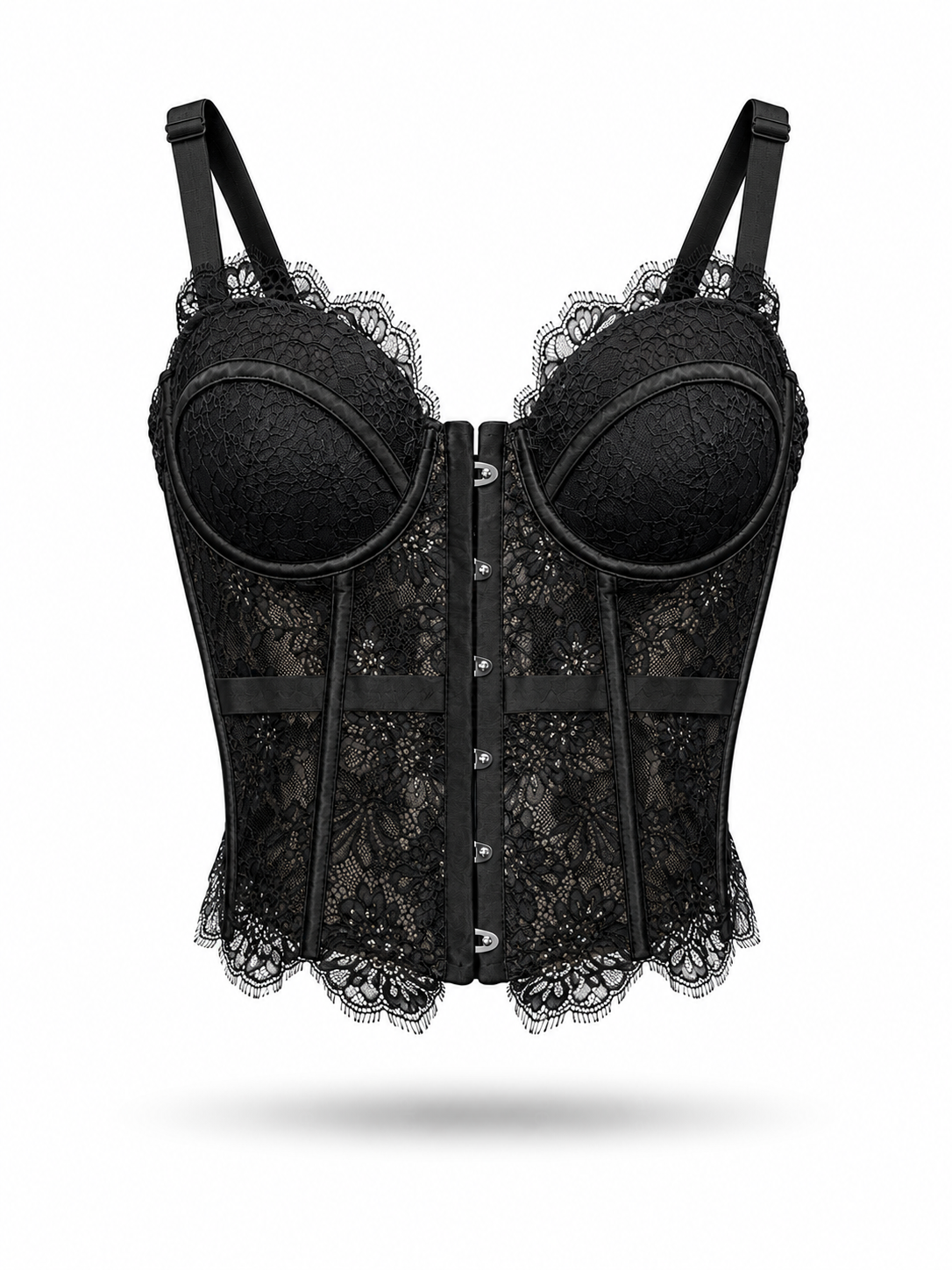 Corsetto in Pizzo da Donna con Coppe e Ferretto – Elegante Bustier Push Up 70080 Nero