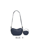 Borsa a spalla con design ondulato e mini portamonete con tracolla regolabile Blu di Prussia