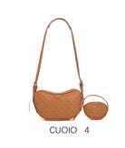 Borsa a spalla con design ondulato e mini portamonete con tracolla regolabile Marrone
