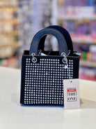Borsa a tracolla casual creativa tempestata di diamanti, borsa quadrata monospalla alla moda e versatile, pelle sintetica