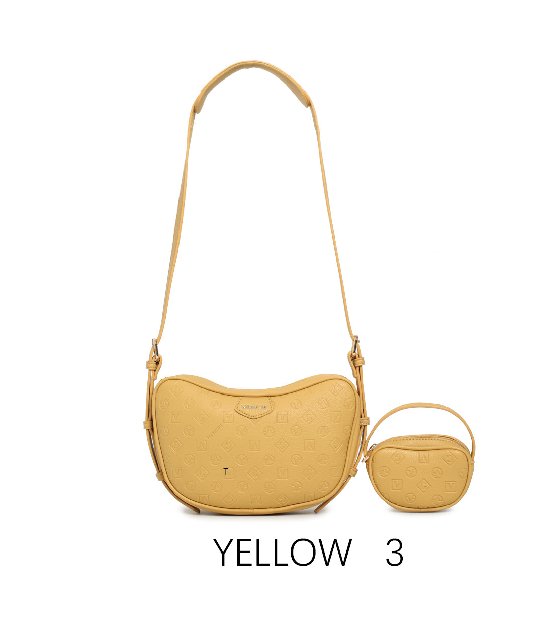 Borsa a spalla con design ondulato e mini portamonete con tracolla regolabile Giallo