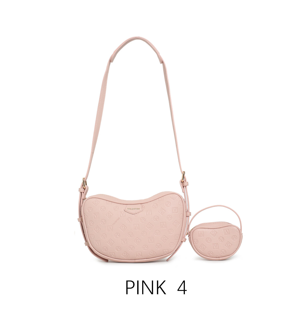 Borsa a spalla con design ondulato e mini portamonete con tracolla regolabile Rosa