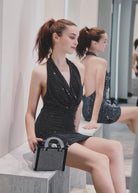Abito con strass senza schienale