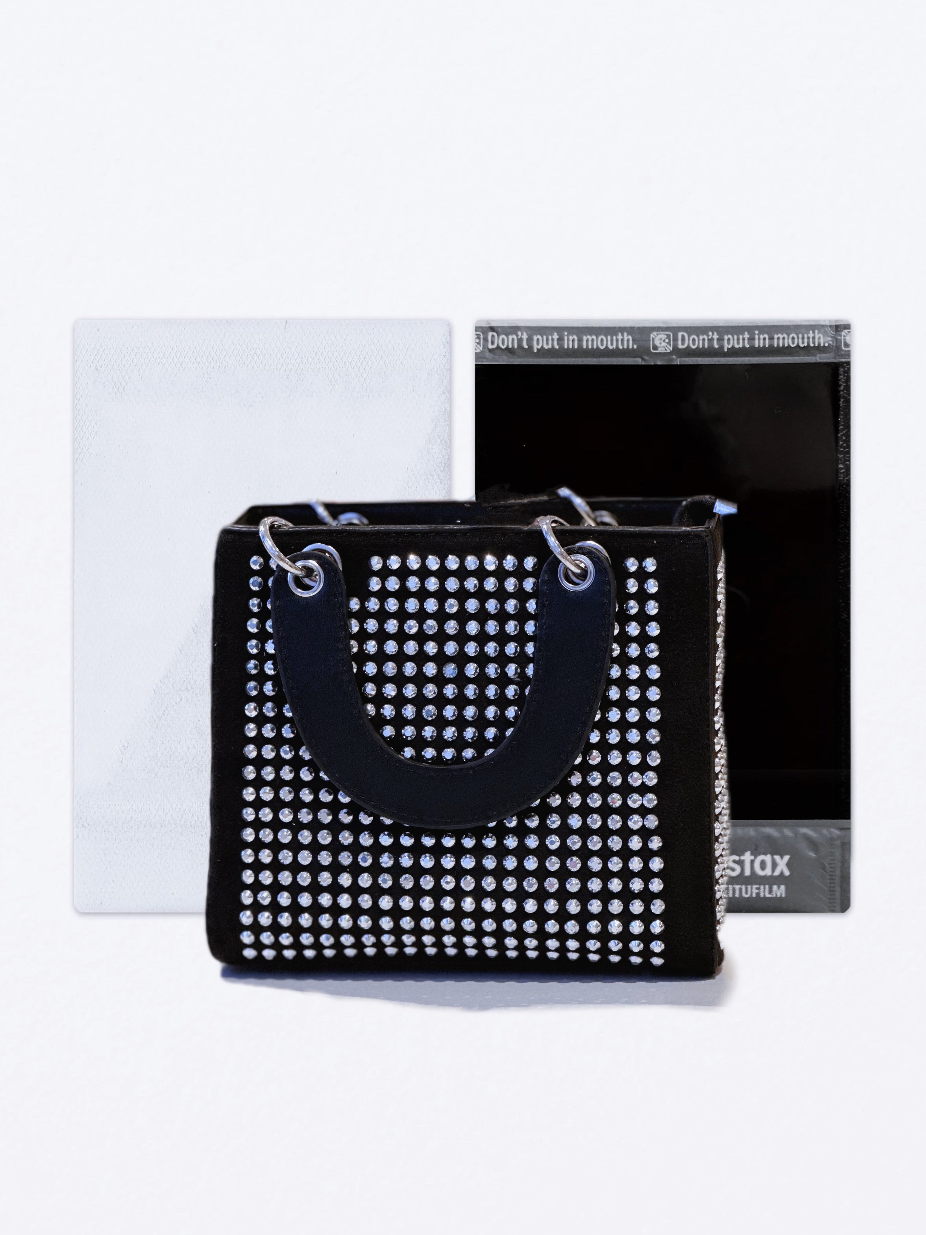 Borsa a tracolla casual creativa tempestata di diamanti, borsa quadrata monospalla alla moda e versatile, pelle sintetica Nero