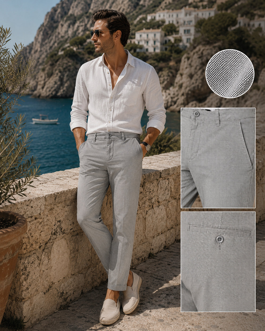 Pantaloni Chino Uomo Eleganti Casual Slim Fit
