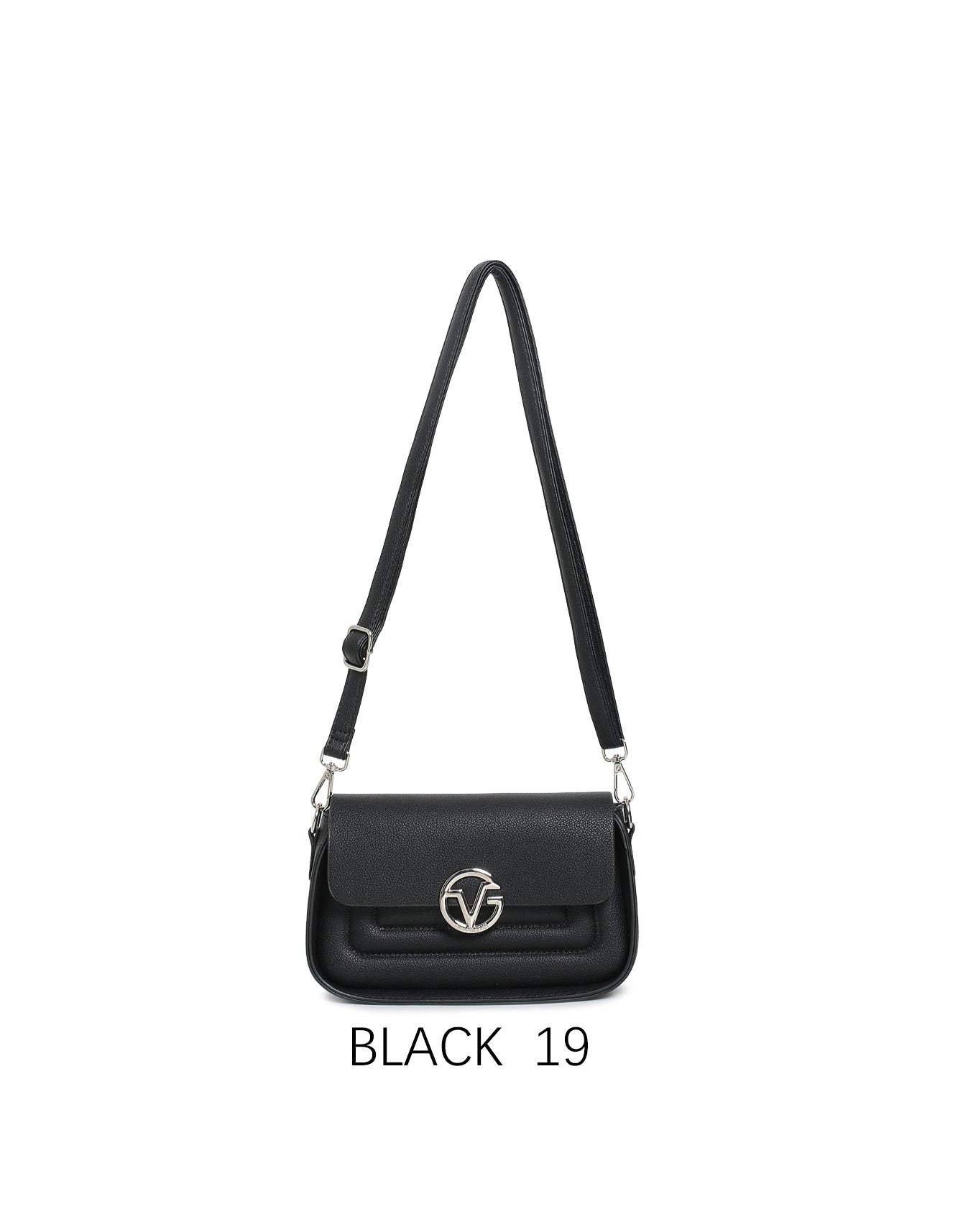 Elegant Small Shoulder Bag with Adjustable Strap & Metal Logo Nero