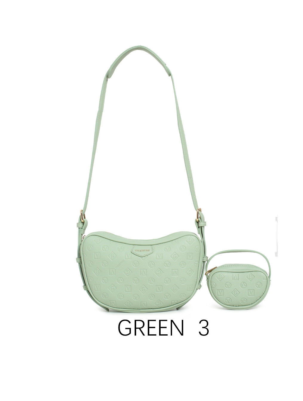 Borsa a spalla con design ondulato e mini portamonete con tracolla regolabile Verde