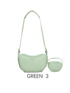 Borsa a spalla con design ondulato e mini portamonete con tracolla regolabile Verde
