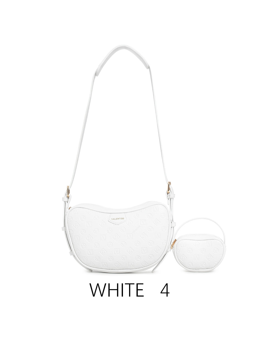 Borsa a spalla con design ondulato e mini portamonete con tracolla regolabile Bianco