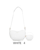 Borsa a spalla con design ondulato e mini portamonete con tracolla regolabile Bianco