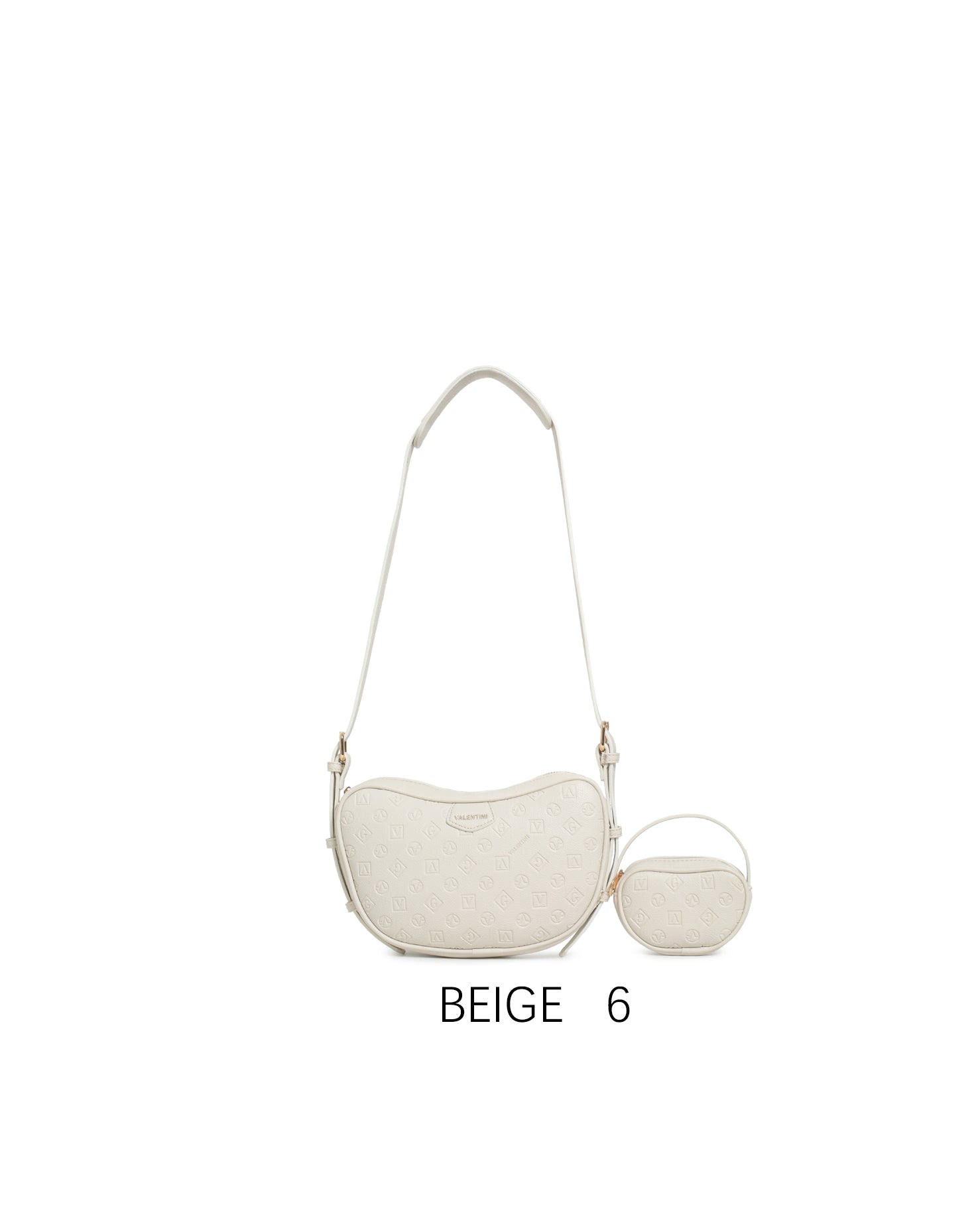 Borsa a spalla con design ondulato e mini portamonete con tracolla regolabile Beige