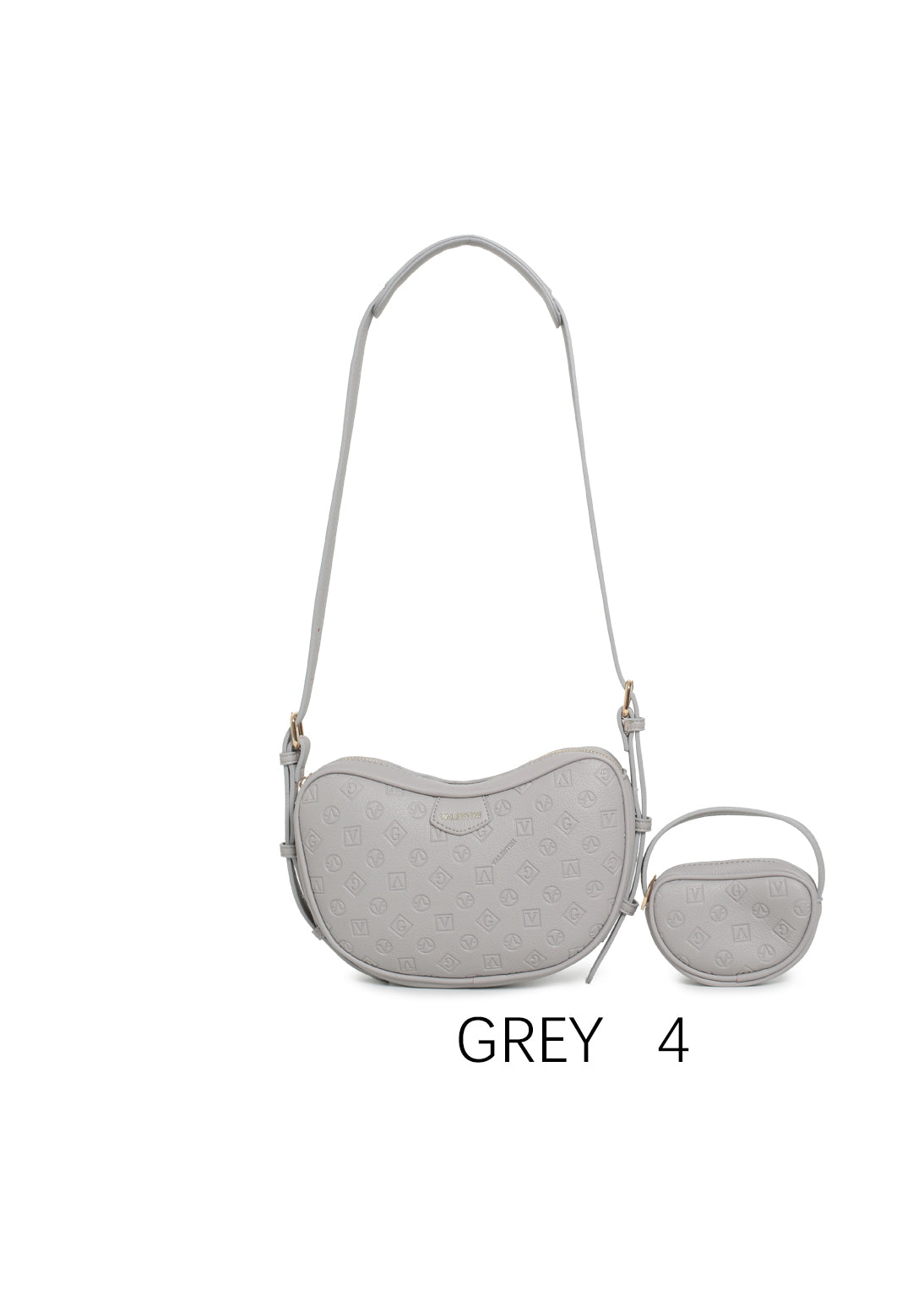 Borsa a spalla con design ondulato e mini portamonete con tracolla regolabile Grigio