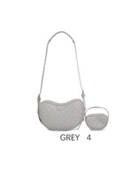 Borsa a spalla con design ondulato e mini portamonete con tracolla regolabile Grigio