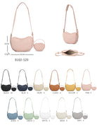 Borsa a spalla con design ondulato e mini portamonete con tracolla regolabile