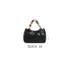 Borsa a mano con perle decorative e tracolla regolabile Nero