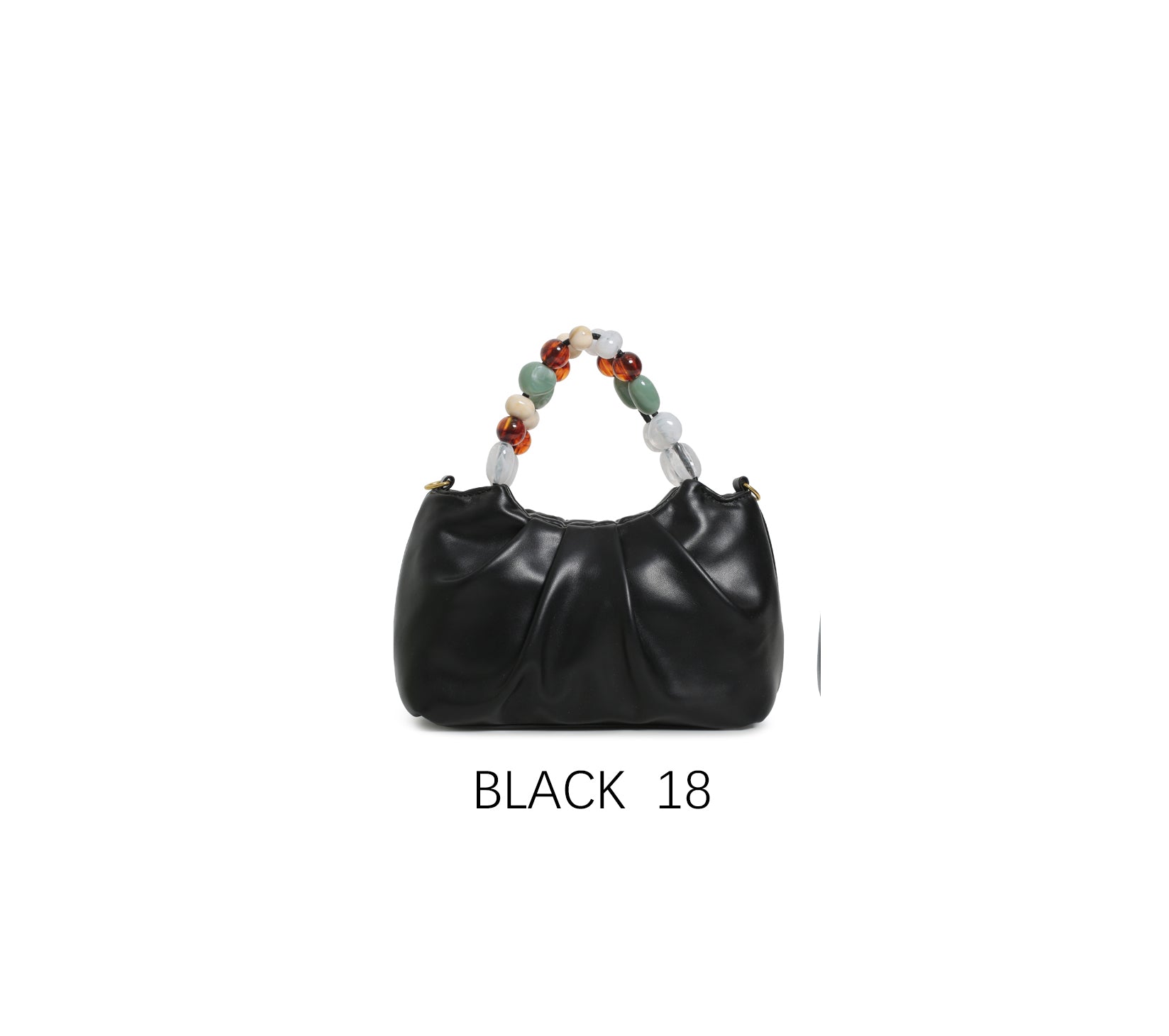 Borsa a mano con perle decorative e tracolla regolabile Nero