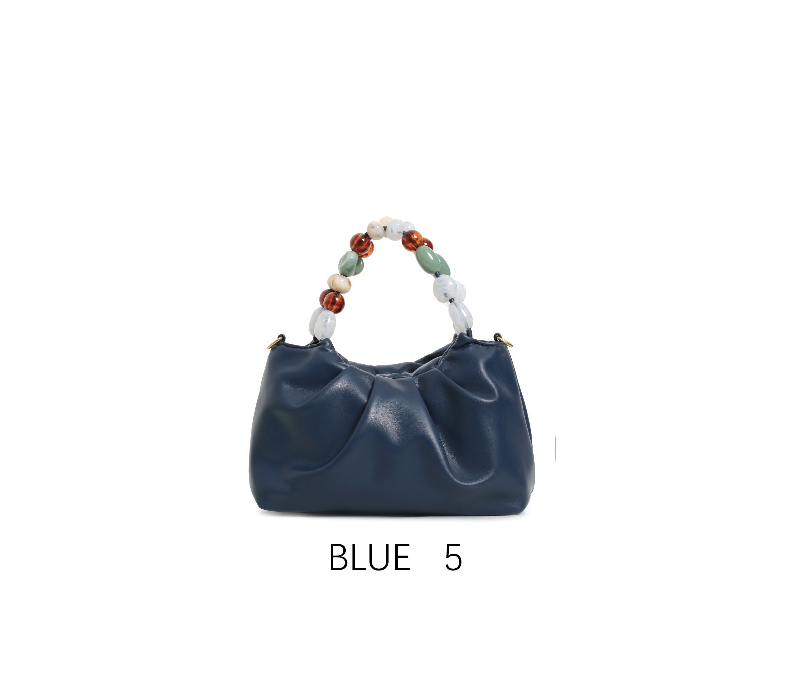 Borsa a mano con perle decorative e tracolla regolabile Blu di Prussia