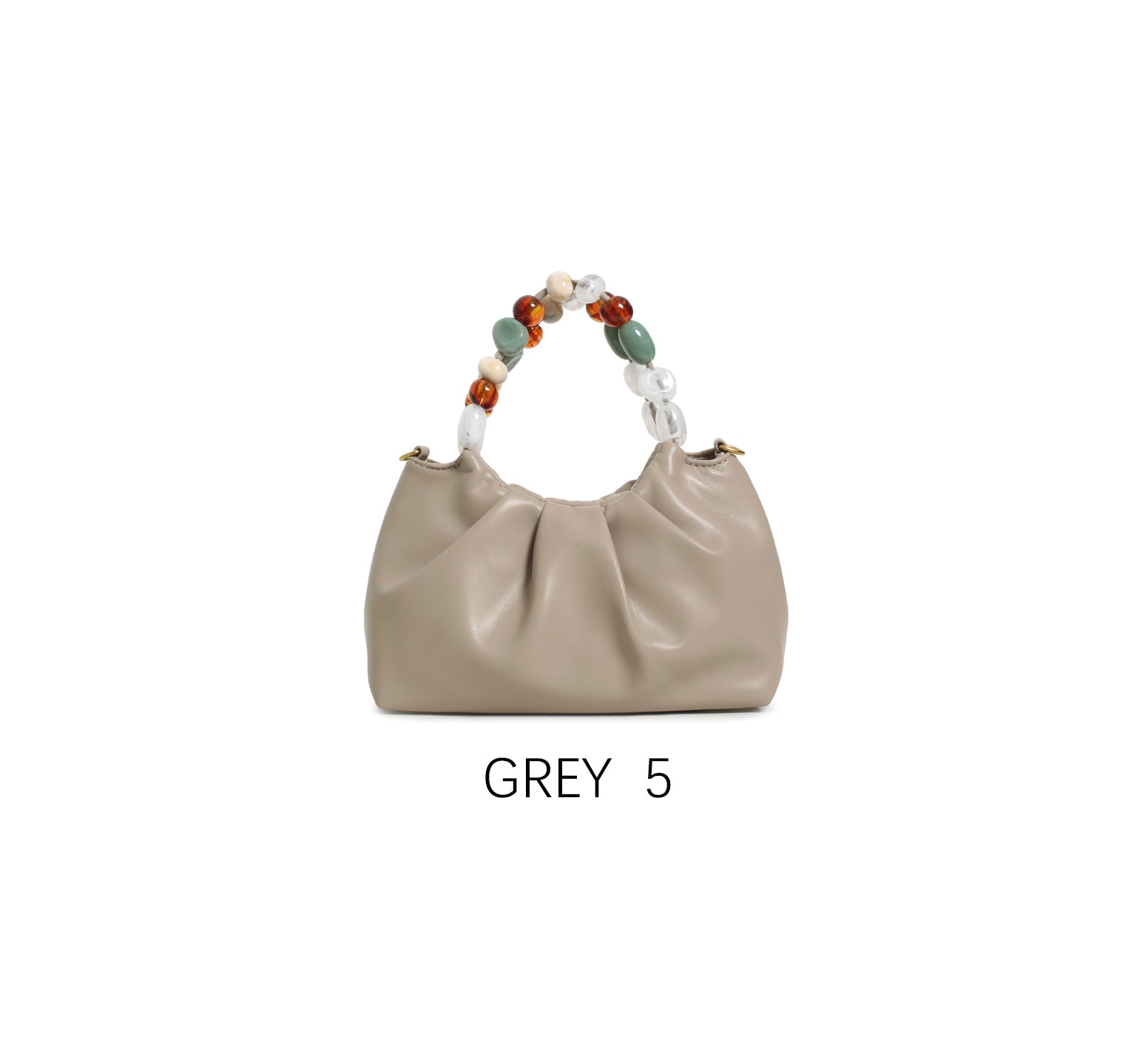 Borsa a mano con perle decorative e tracolla regolabile Grigio