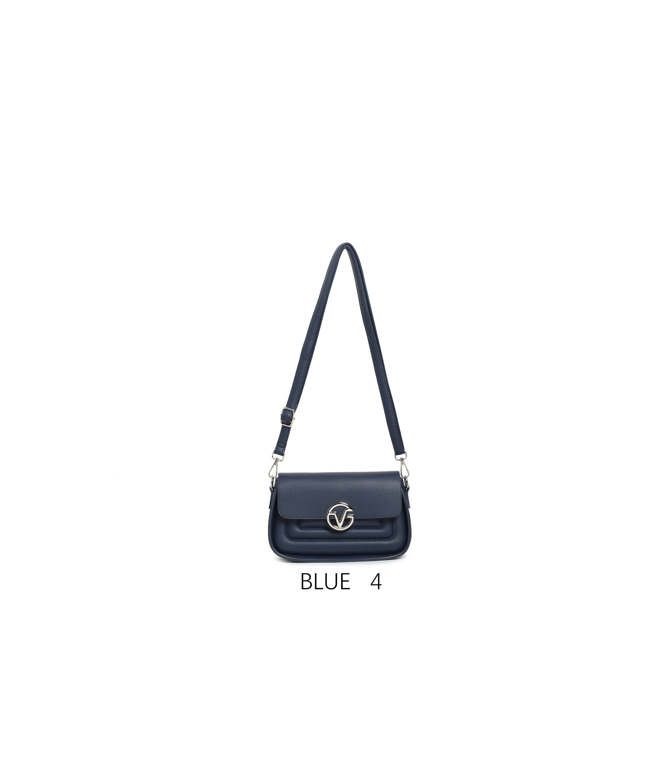 Elegant Small Shoulder Bag with Adjustable Strap & Metal Logo Blue