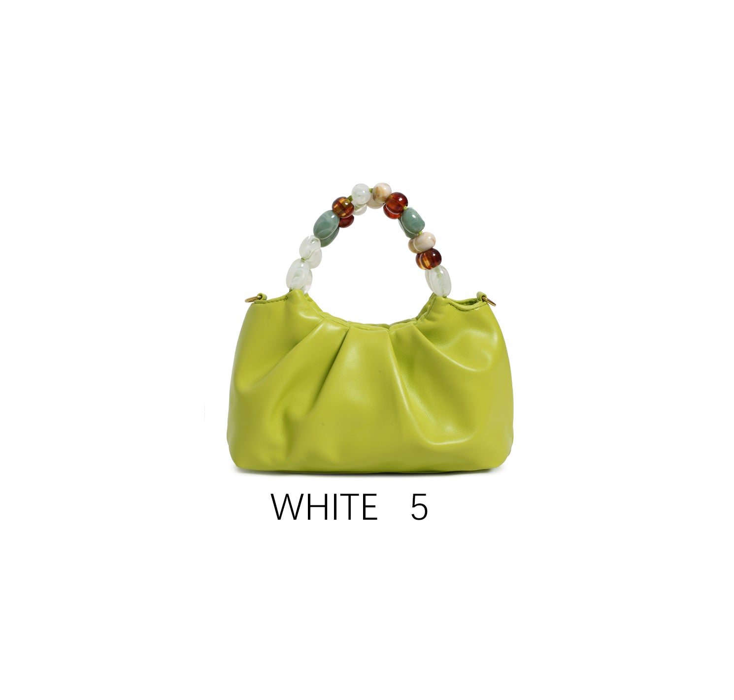 Borsa a mano con perle decorative e tracolla regolabile Verde