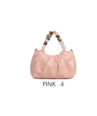 Borsa a mano con perle decorative e tracolla regolabile Rosa