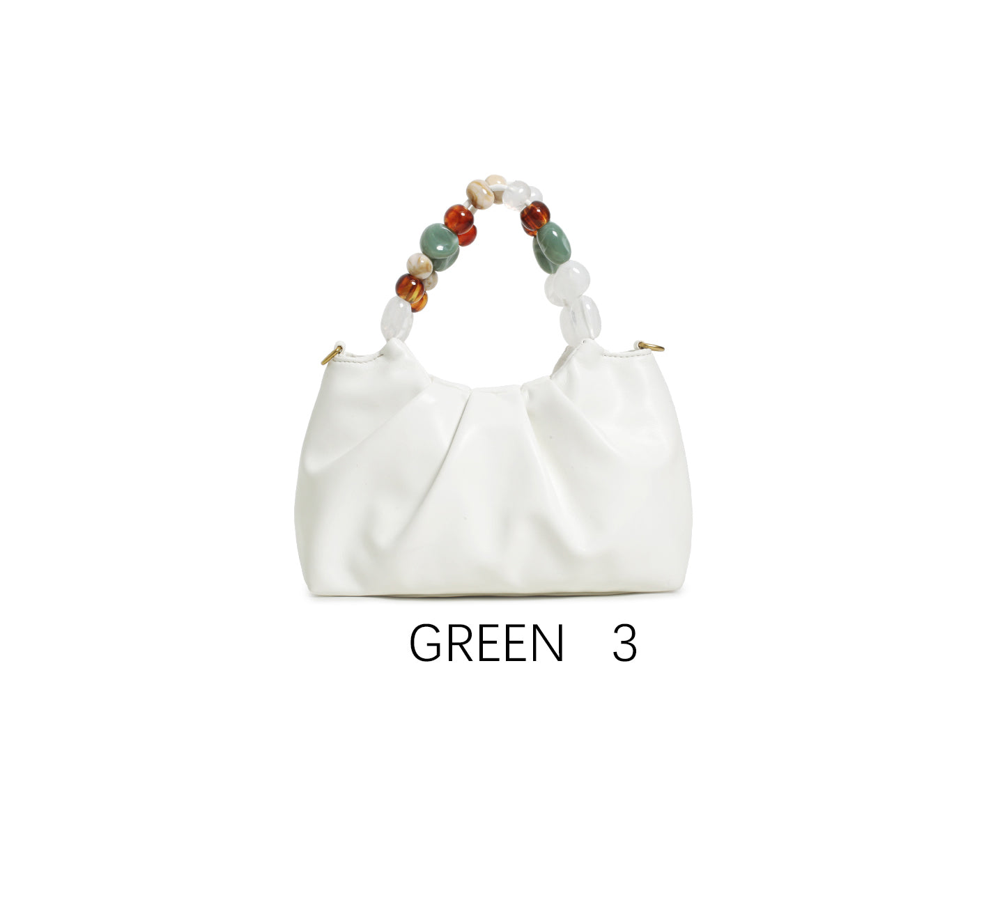 Borsa a mano con perle decorative e tracolla regolabile Bianco