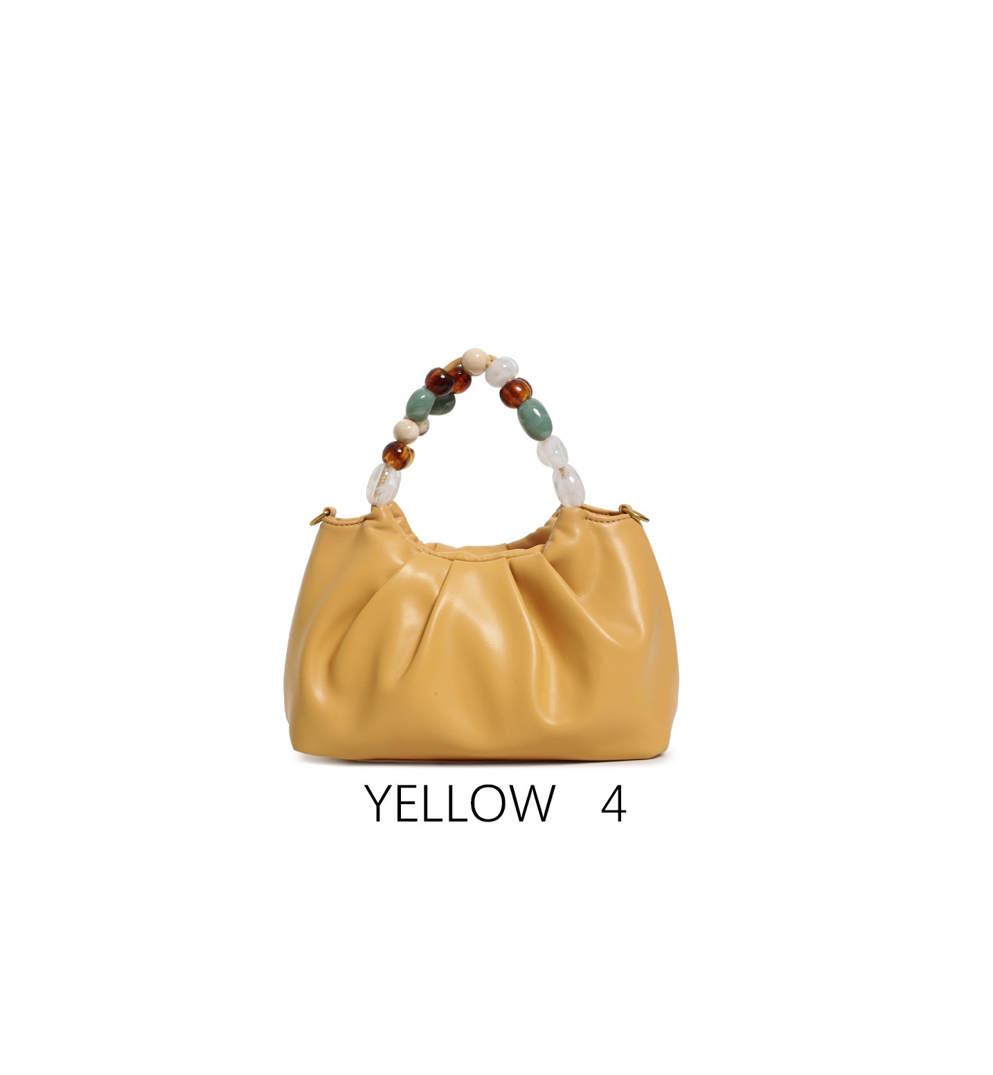 Borsa a mano con perle decorative e tracolla regolabile Giallo