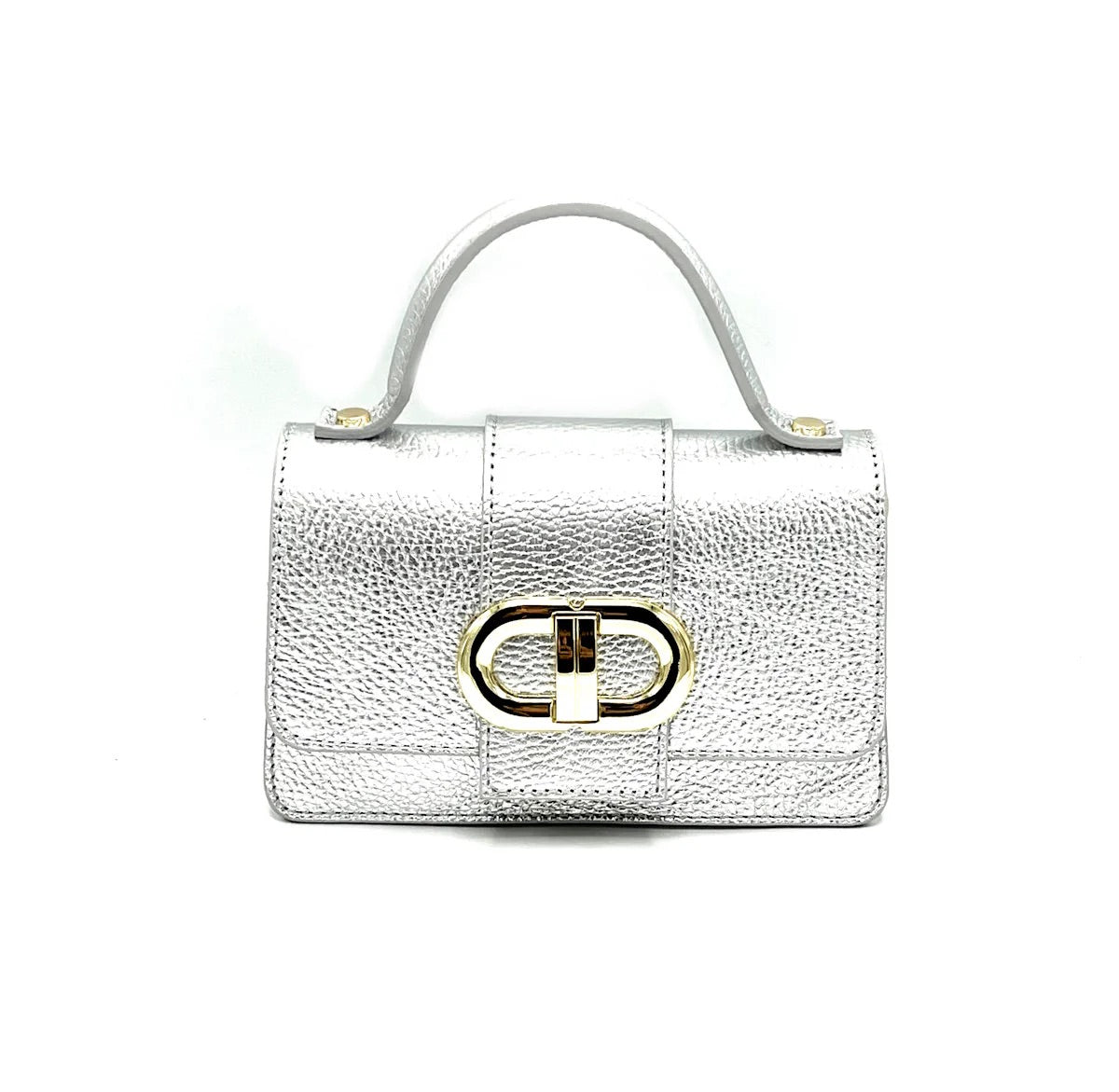 Genuine leather shoulder bag, MINI size, made in Italy, art. 112413 Silver