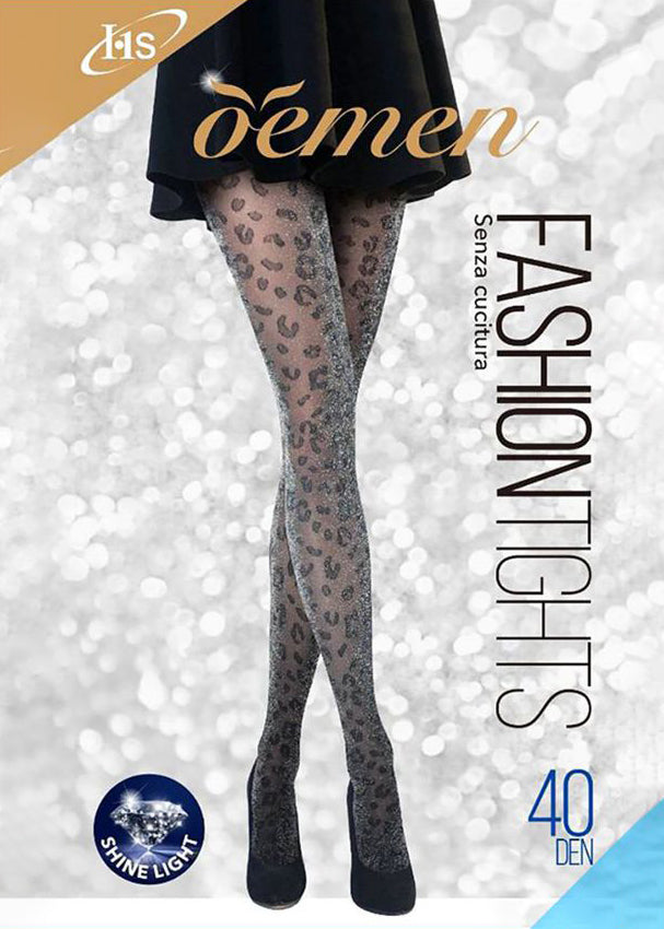 Collant con Stampa Leopardata con diamanti